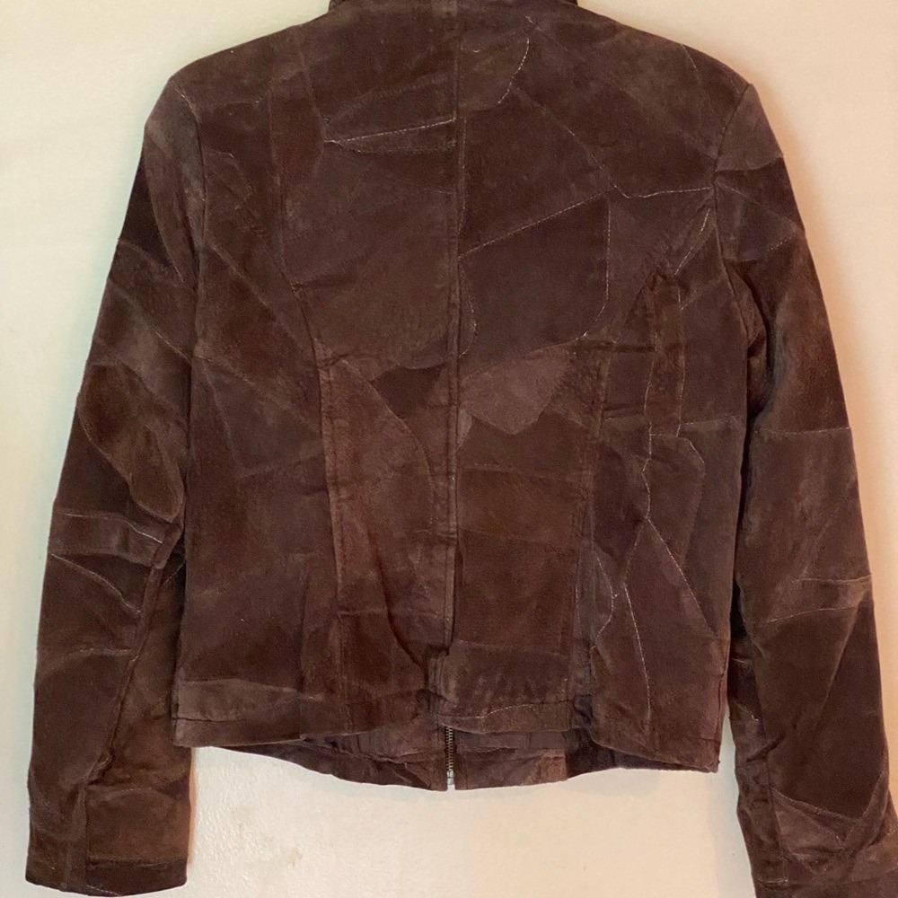 Leather Works Patchwork Suede Bomber Jacket Women… - image 5